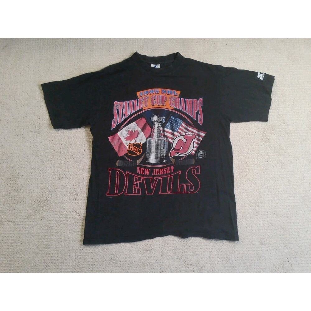 Vintage New Jersey Devils Starter Shirt Mens Medium 1995 Stanley Cup Champs